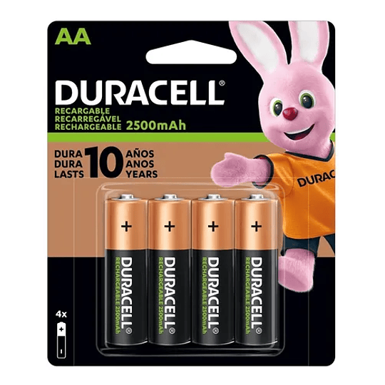 Pila Recargable Duracell Tamaño Aa 4 Unidades 2500 Mah