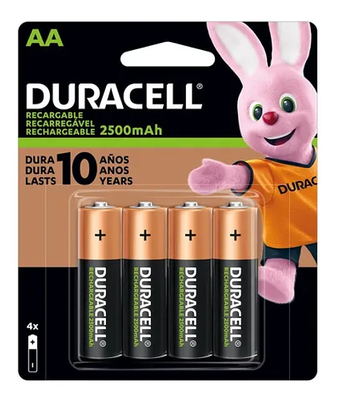 Pila Recargable Duracell Tamaño Aa 4 Unidades 2500 Mah- REMATE
