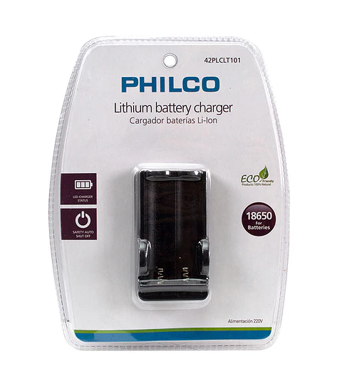 Cargador para dos pilas 18650 Philco