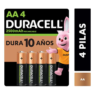 Pila Recargable Duracell Tamaño Aa 4 Unidades 2500 Mah