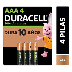 Pila Recargable Duracell Tamaño Aaa 4 Unidades 900 Mah