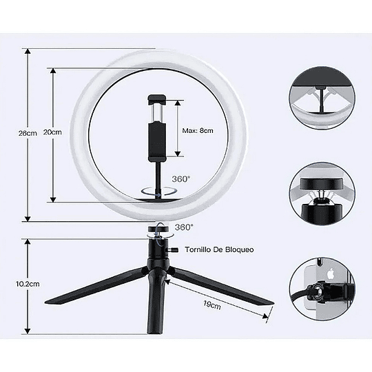 Ringlight 26cm + Tripé mesa
