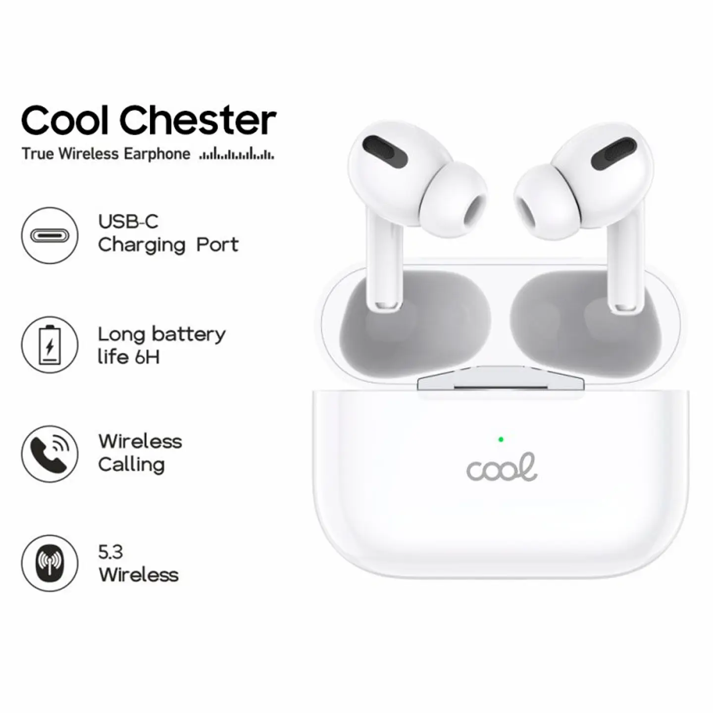 Auriculares Stereo Bluetooth Earbuds COOL Chester Blanco 5