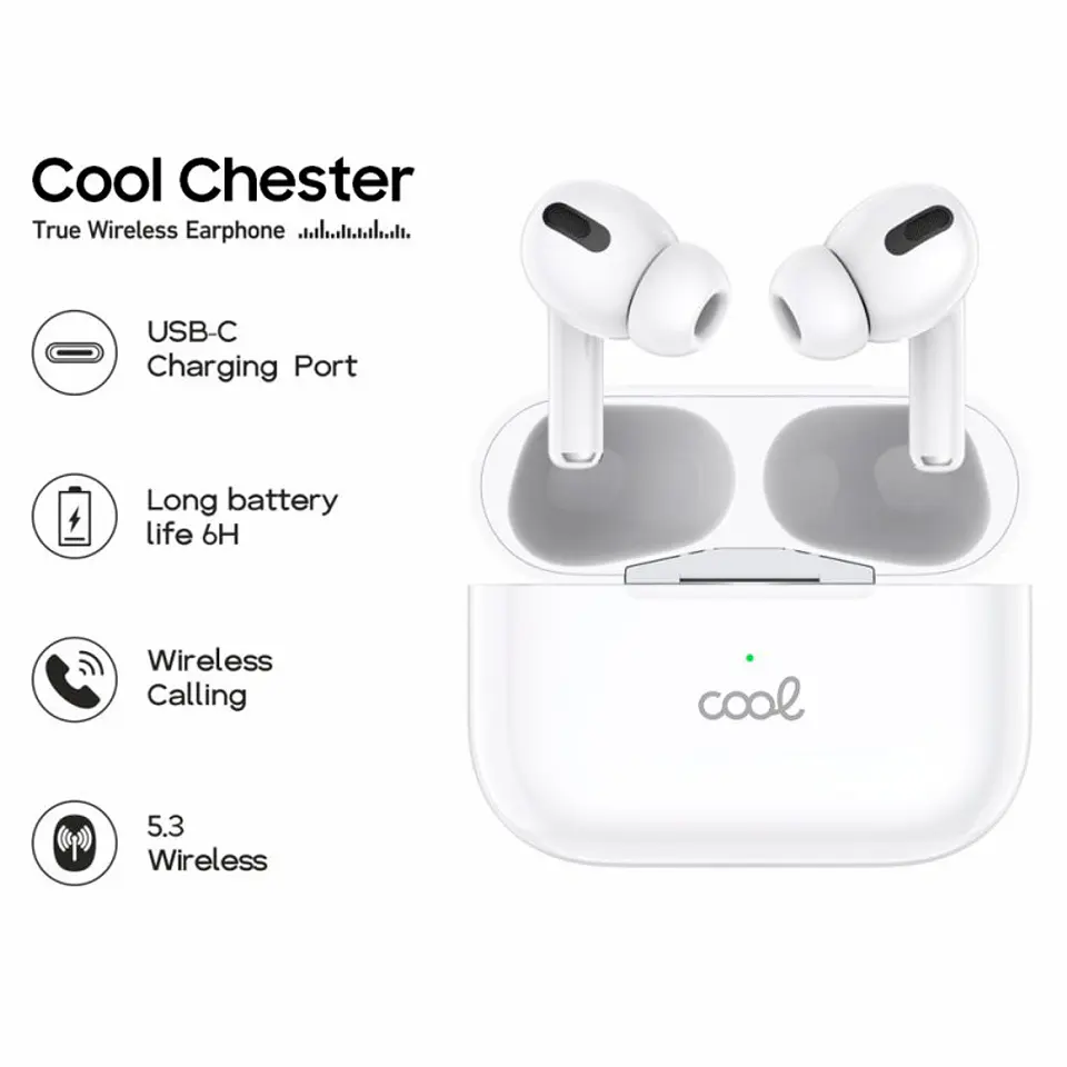 Auriculares Stereo Bluetooth Earbuds COOL Chester Blanco 5