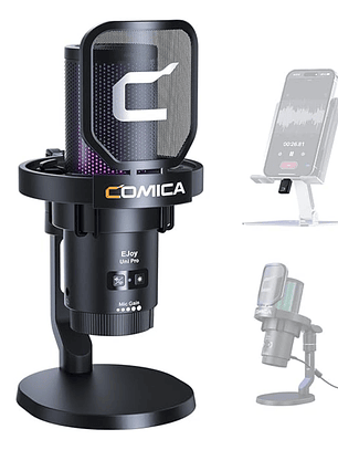 Micrófono Streaming Inalámbrico Usb-c, Rgb, Teléfono, Podcast. Negro