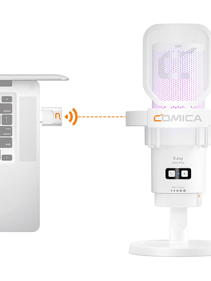 Micrófono Streaming Inalámbrico Usb-c, Rgb, Teléfono, Podcast. Blanco