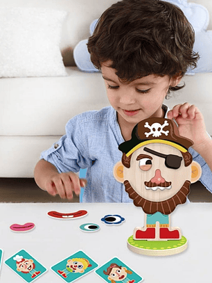 Juguete De Madera Para Crear Caras Y Personajes Con Imán - Las Caras Misteriosas