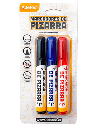 Set 3 Colores Plumones Marcadores de Pizarra