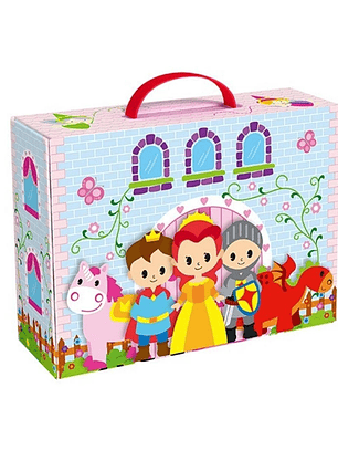 Juguete Castillo De Princesa Con Figuras De Madera Y Maleta