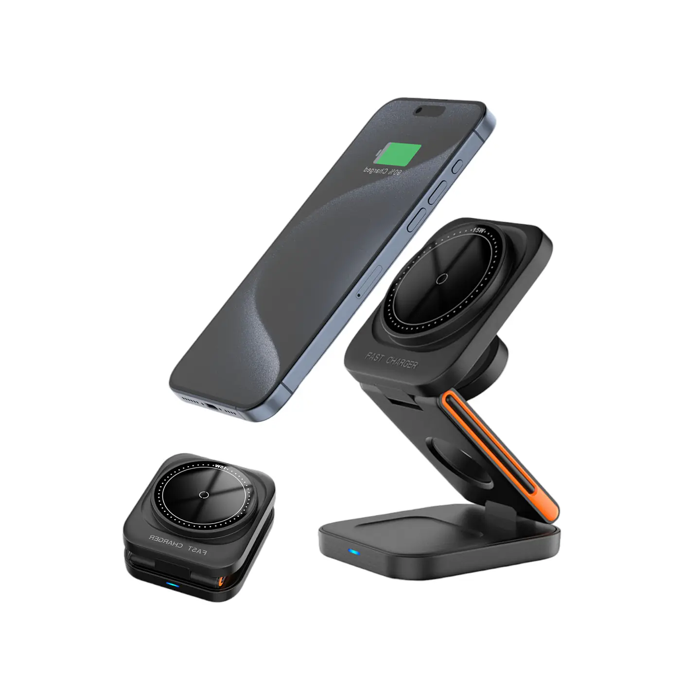 Cargador 3 En 1 Magnético Plegable iPhone Samsung Y Otros 4