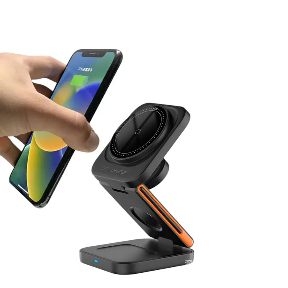 Cargador 3 En 1 Magnético Plegable iPhone Samsung Y Otros 2
