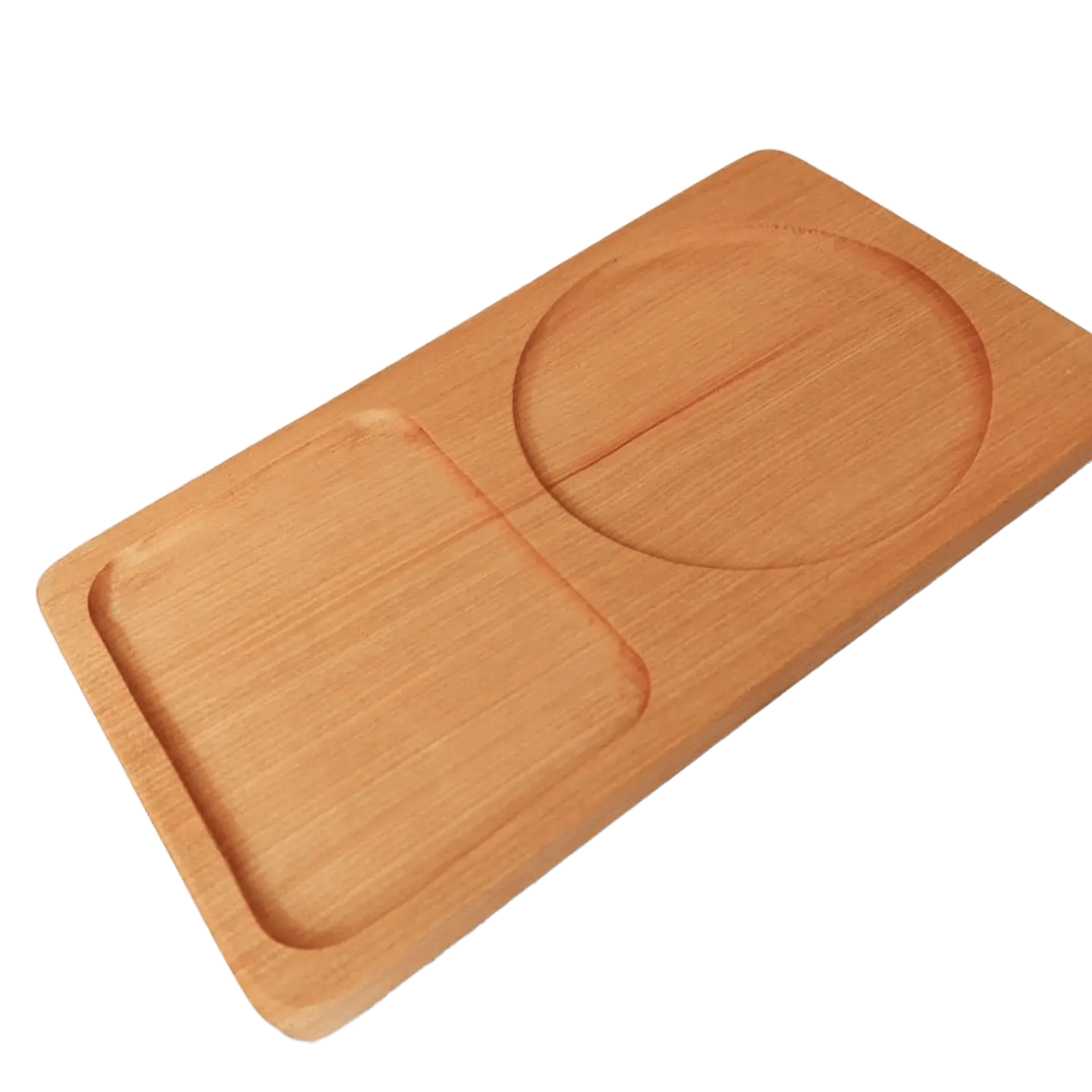 Plato de madera nativa con dos divisiones 3