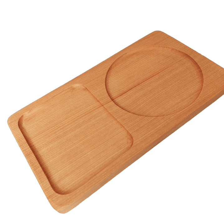 Plato de madera nativa con dos divisiones 3