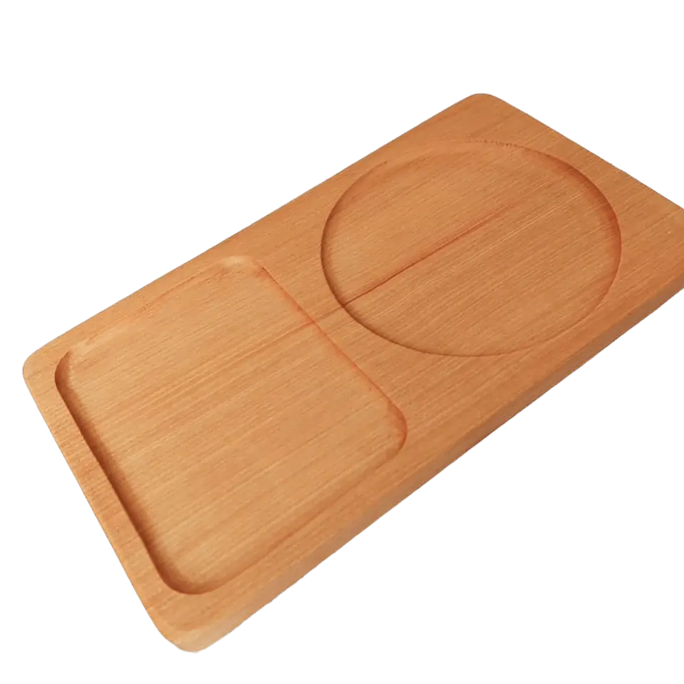 Plato de madera nativa con dos divisiones 3