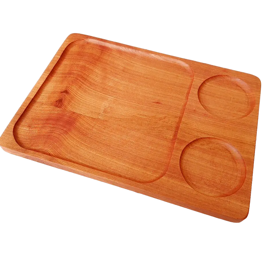 Plato de madera nativa con divisiones 2