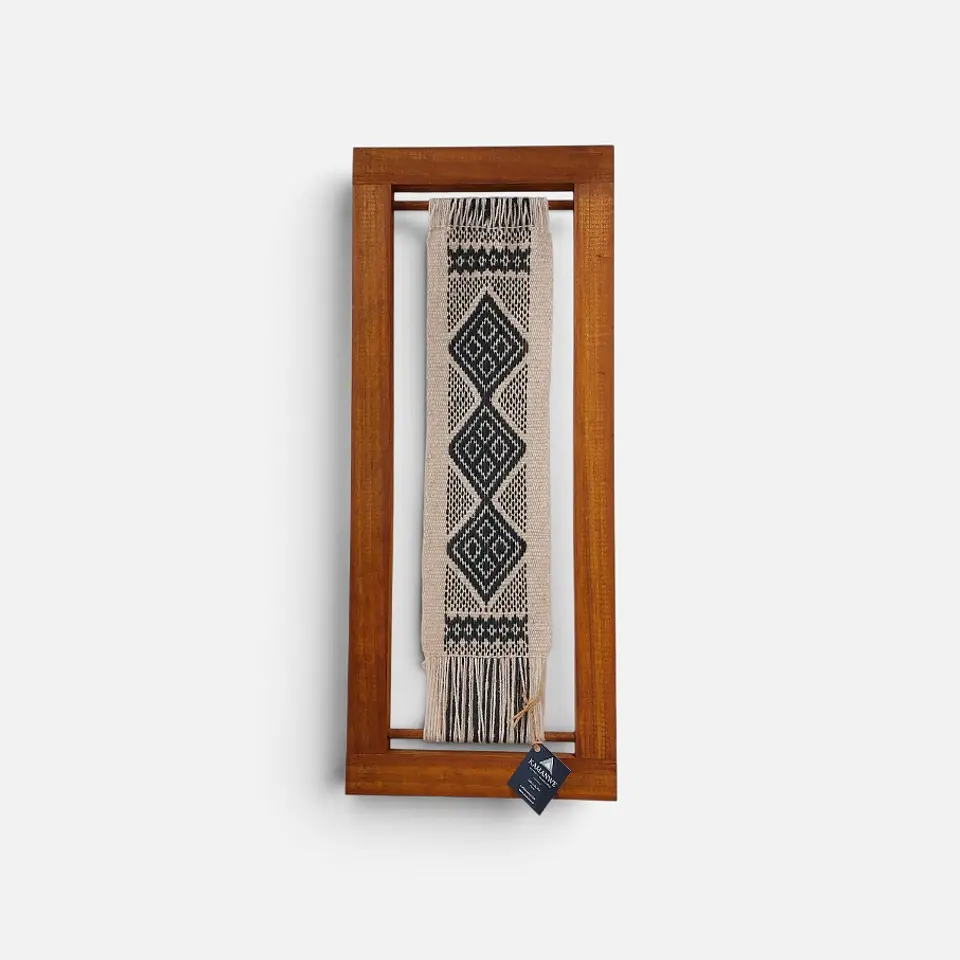 Cuadro Decorativo Diseño Mapuche - Blanco y Negro - 26 x 64 cm 1
