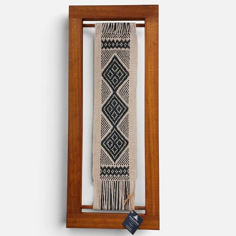 Cuadro Decorativo Diseño Mapuche - Blanco y Negro - 26 x 64 cm
