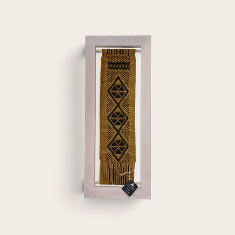 Cuadro Decorativo Diseño Mapuche - Verde Oliva - 26 x 64 cm
