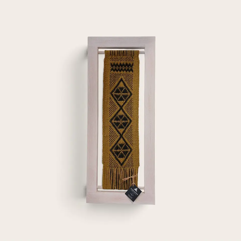 Cuadro Decorativo Diseño Mapuche - Verde Oliva - 26 x 64 cm 1