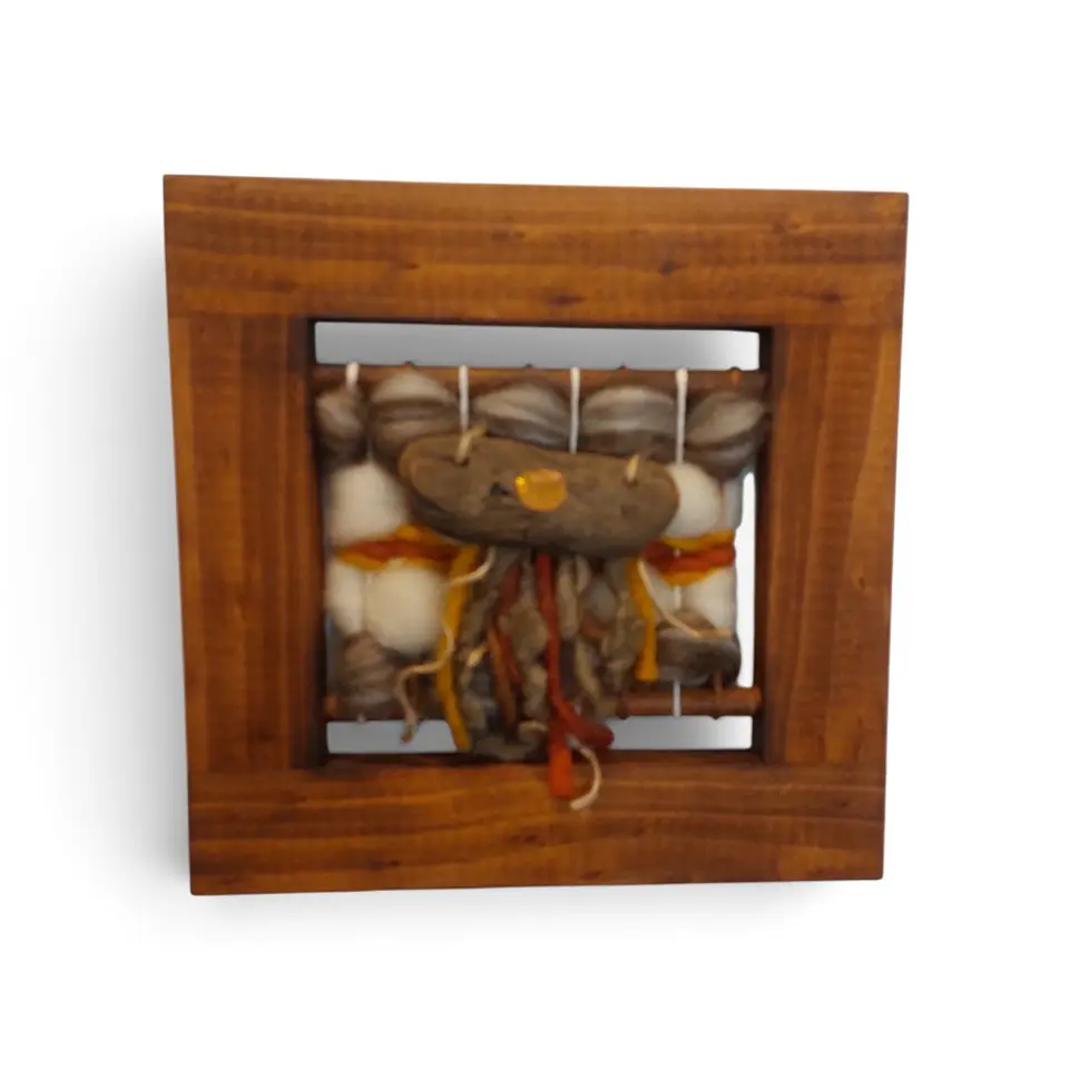 Cuadro Decorativo Marrón Claro en Lana Natural 20 x 20 cm 1