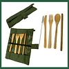 Set Lancheira Eve Canvas Preto e talheres de bambu