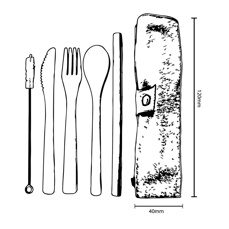 Bamboo Cutlery and Accessories Set 3