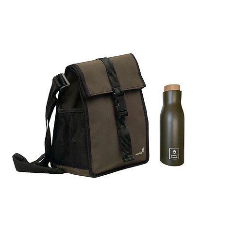 Set Lancheira Square  Individual e Garrafa Térmica Verde