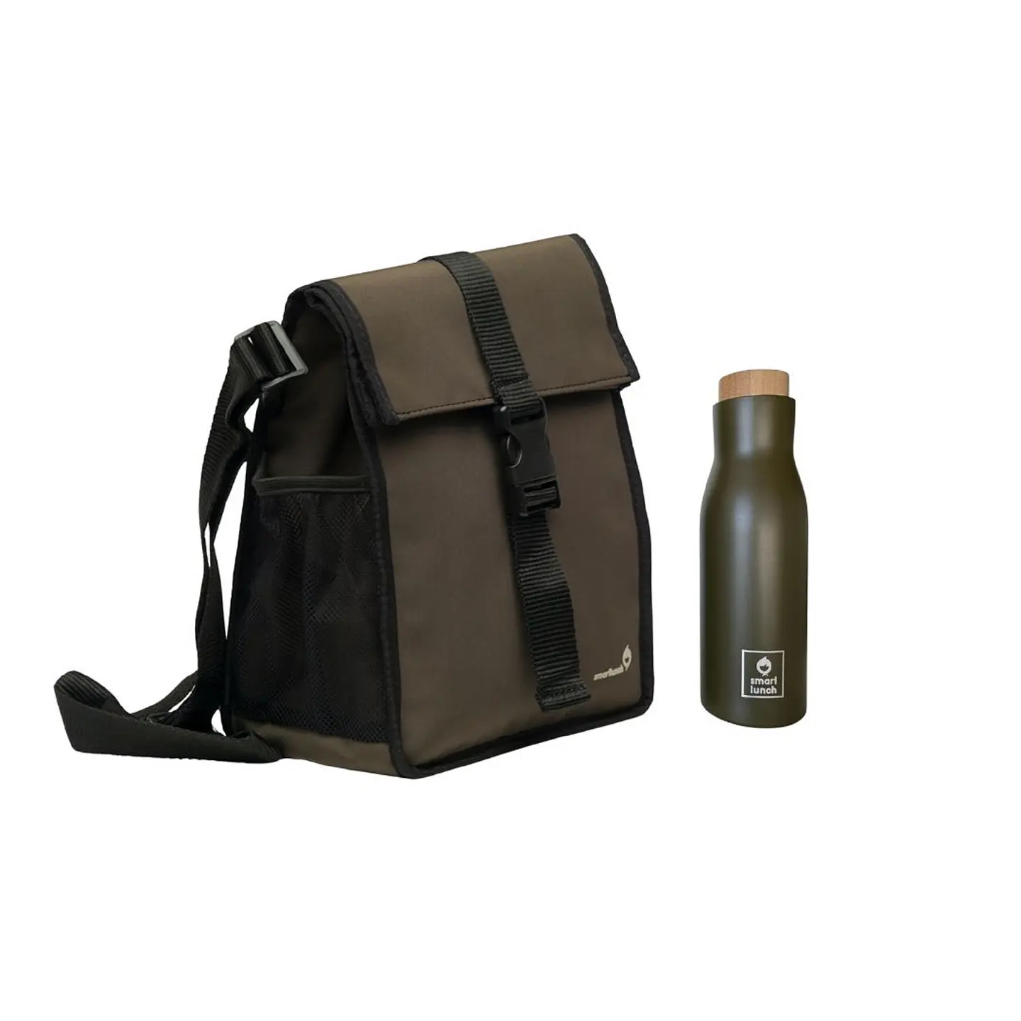 Set Lancheira Square  Individual e Garrafa Térmica Verde 1