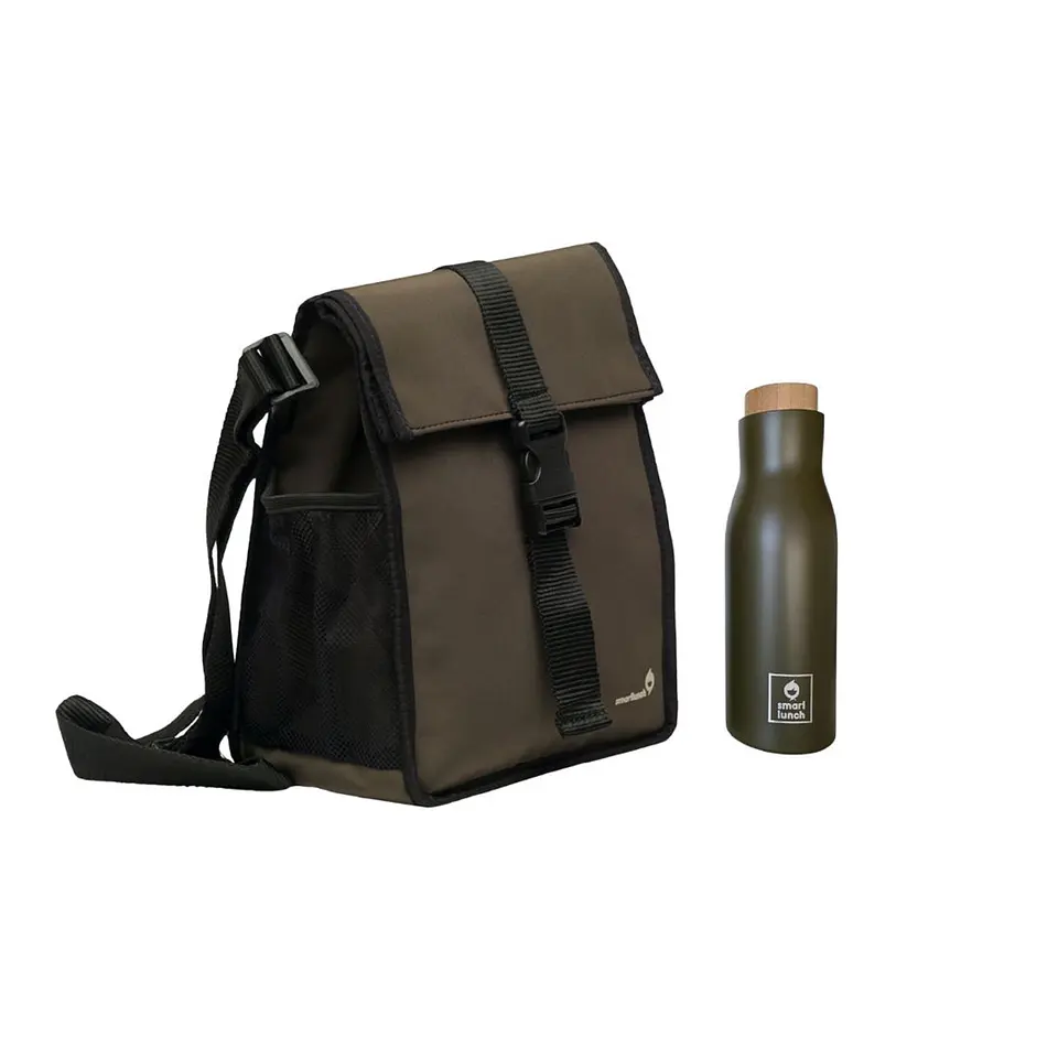 Set Lancheira Square  Individual e Garrafa Térmica Verde 1