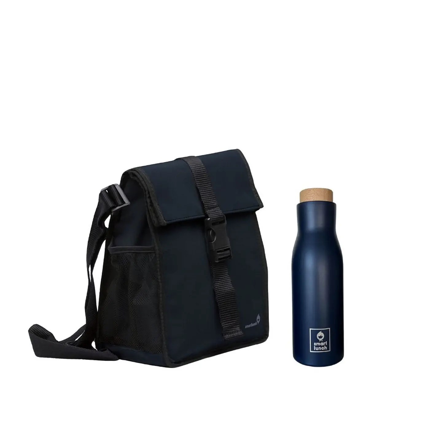 Set Lancheira Square  Individual e Garrafa Térmica Azul 1