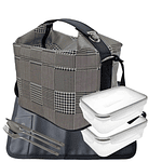 Cubic Pied de Poule Lunch Bag Set with accessories 