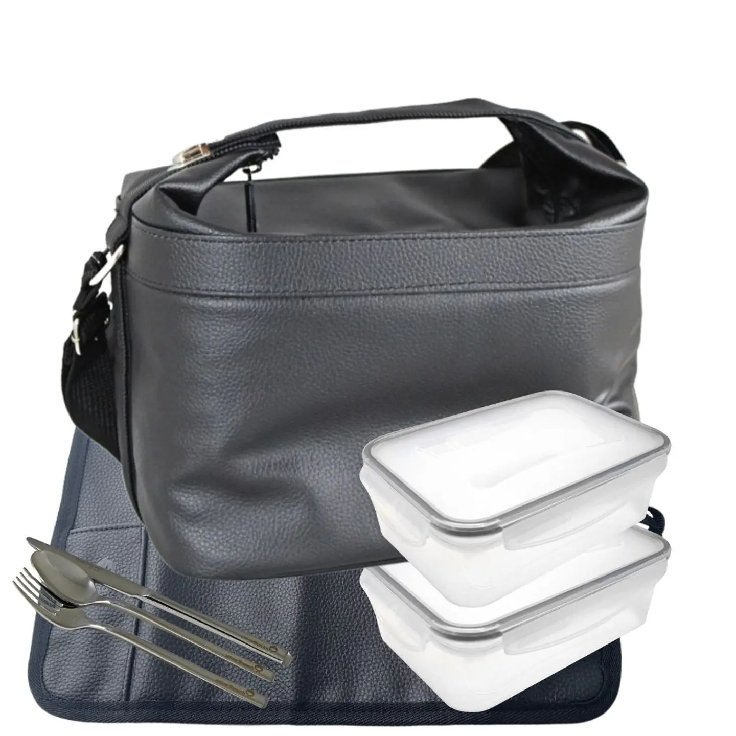 Cubic Black Lunch Bag Set with Accessories  8