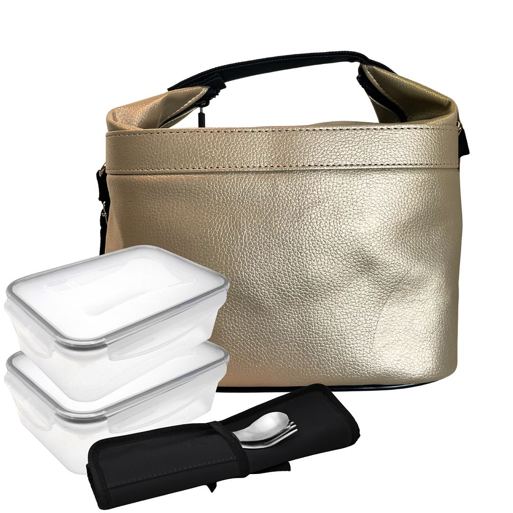 Cubic Gold Lunch Bag Set with Accessories