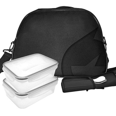 Black Travel Lunch Bag Set with Acessories