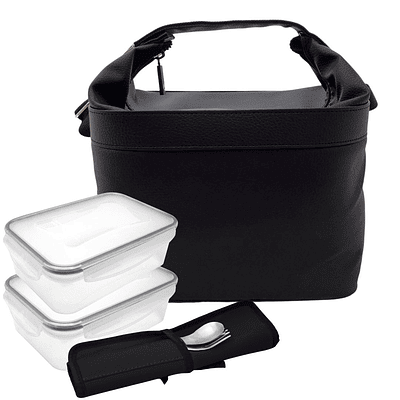 Cubic Black Lunch Bag Set with Accessories 