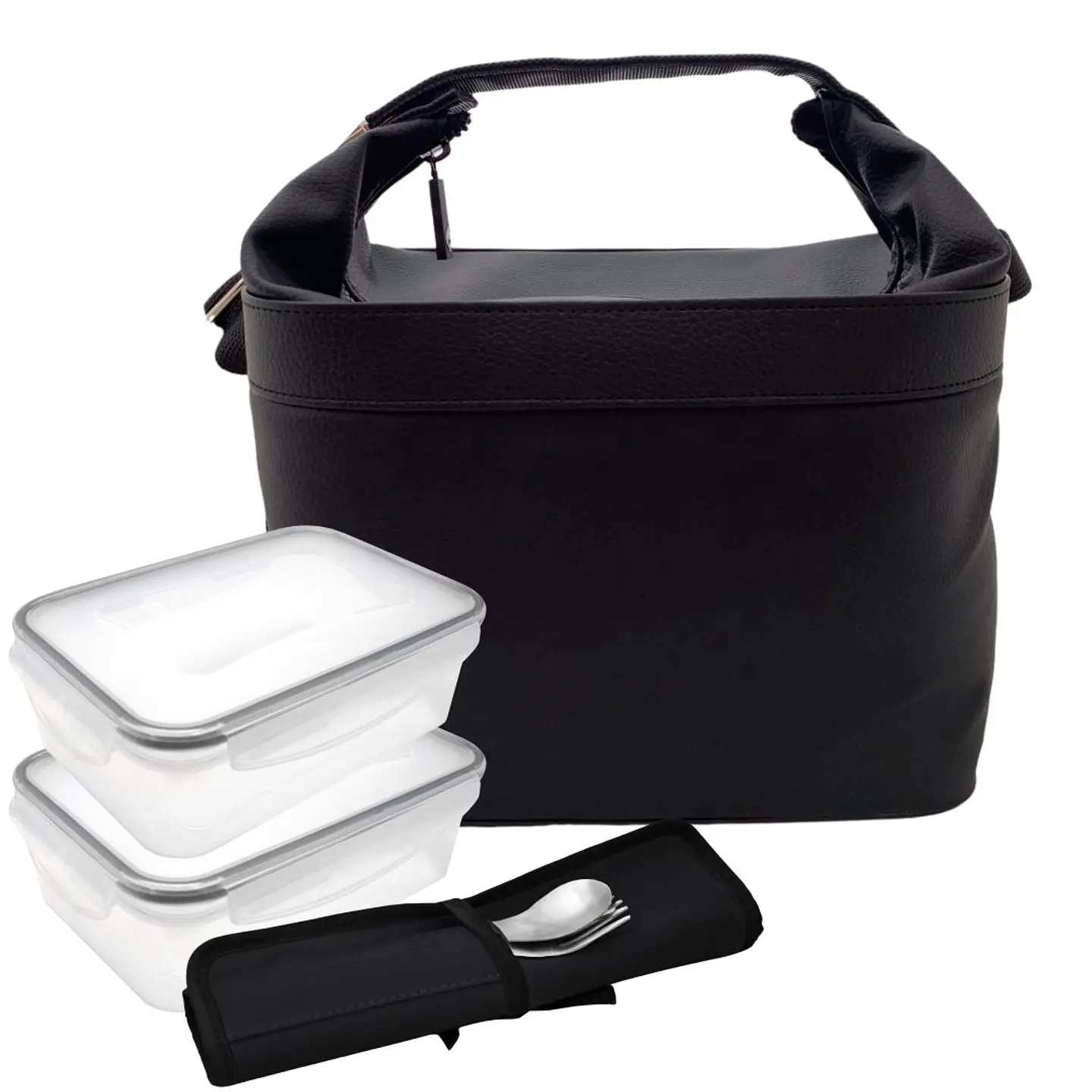 Cubic Black Lunch Bag Set with Accessories  2