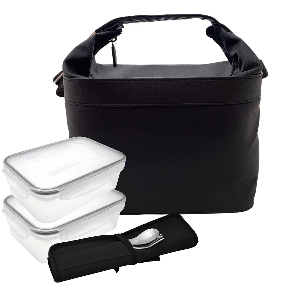 Cubic Black Lunch Bag Set with Accessories  2