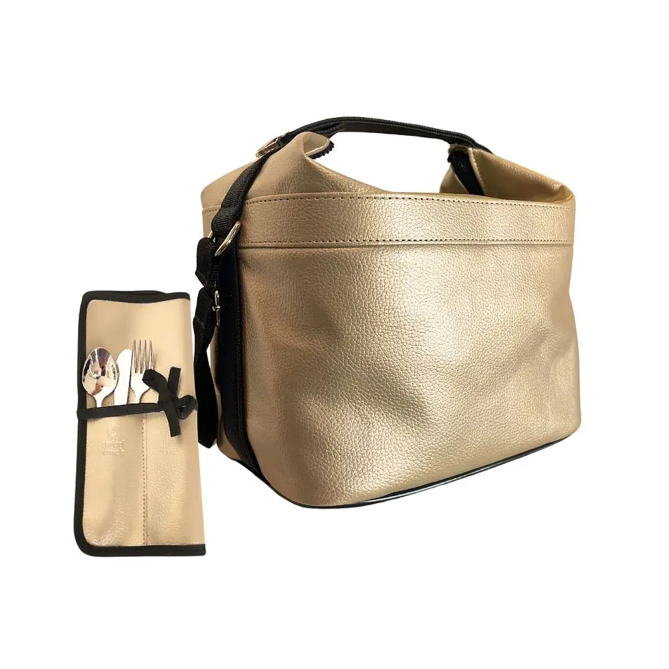 Set Lancheira Cubic Dourada, individual e talheres  2