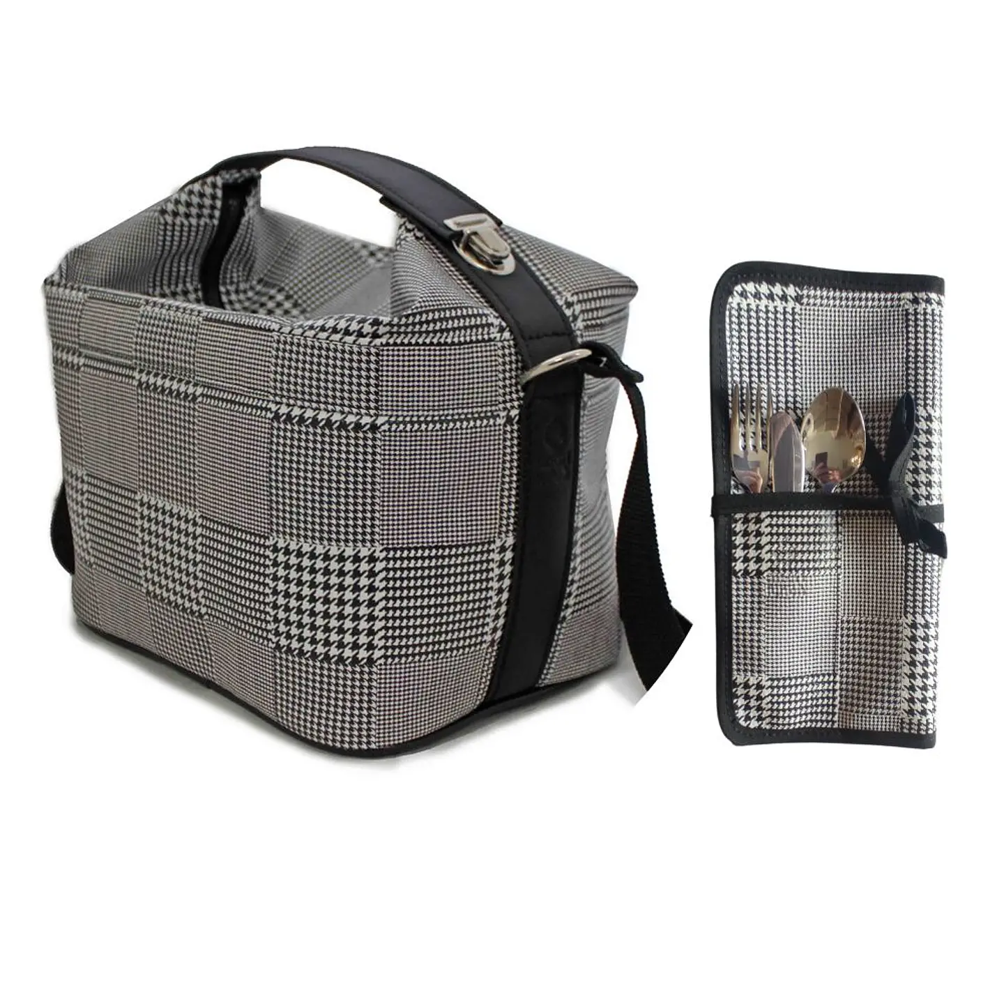 Set Lancheira Cubic Xadrez, individual e talheres  2