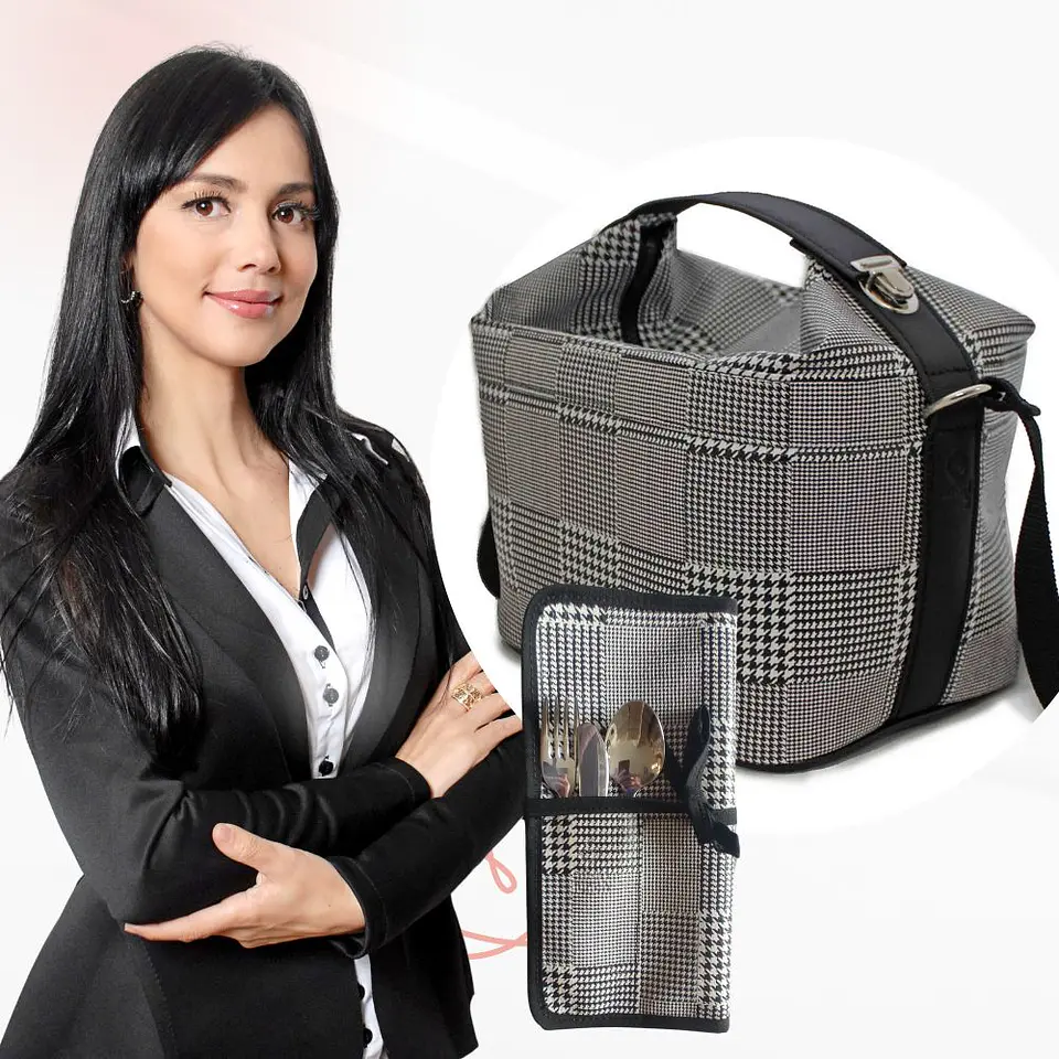 Set Lancheira Cubic Xadrez, individual e talheres  1