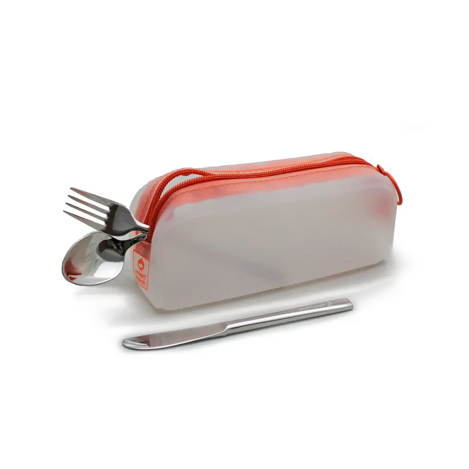 Bolsa de silicone com talheres de inox 1