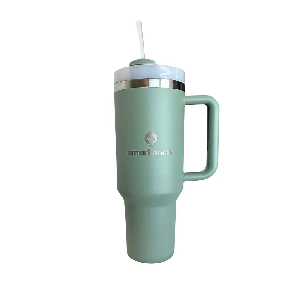 Set Copo Térmico Verde e Marmita Bento Branca 4