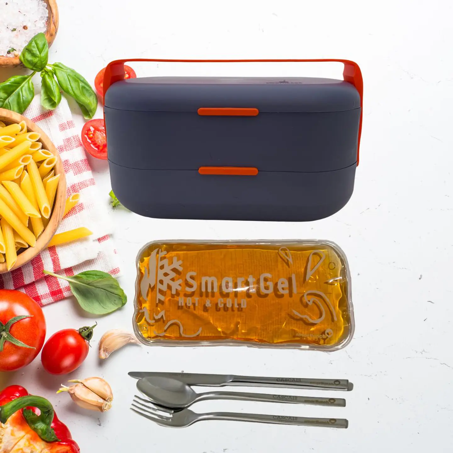Set  Smartbento AzulCinza Conjunto Talheres  Gel Hot&Cold 1