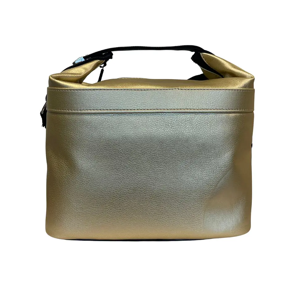 Set Lancheira Cubic Dourada, duas caixas de 500 ml, individual preto e talheres 3