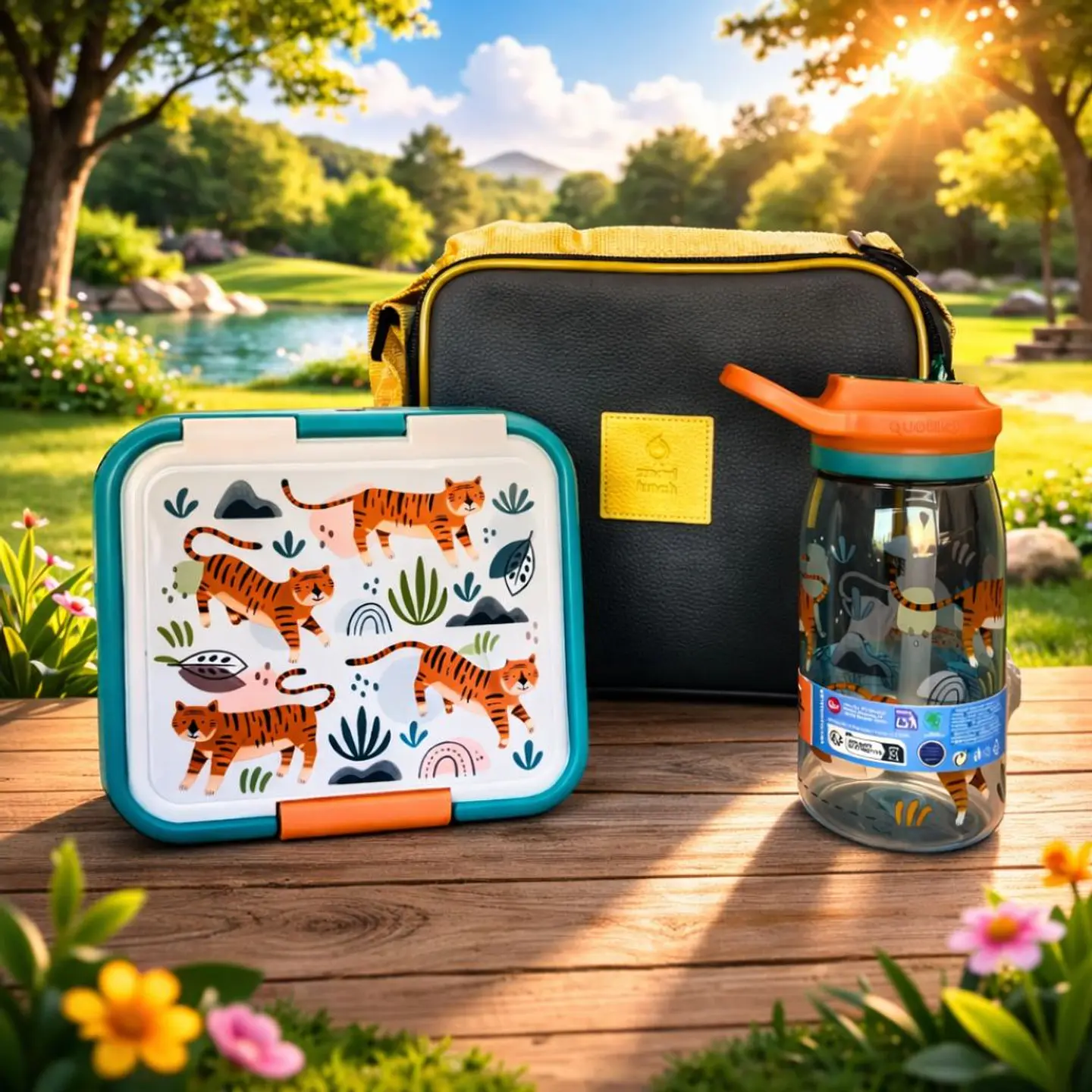 Pack Lancheira Cinza com Sandwicheira e Garrafa Kids Tigre 1