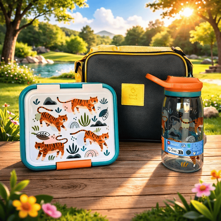 Pack Lancheira Cinza com Sandwicheira e Garrafa Kids Tigre 1