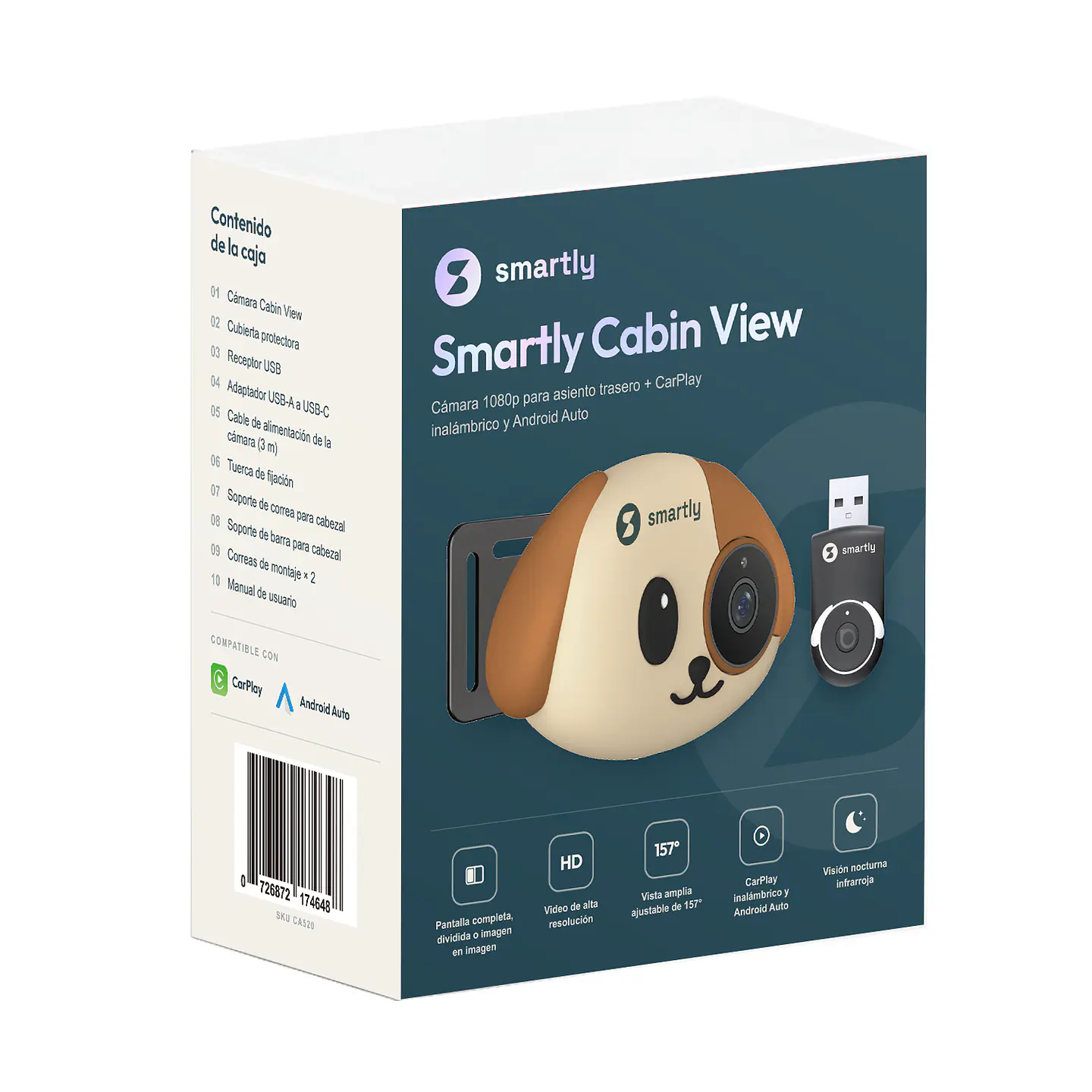 Smartly Cabin View 1080p Visión Nocturna - Carplay/Android Auto Inalámbrico 7
