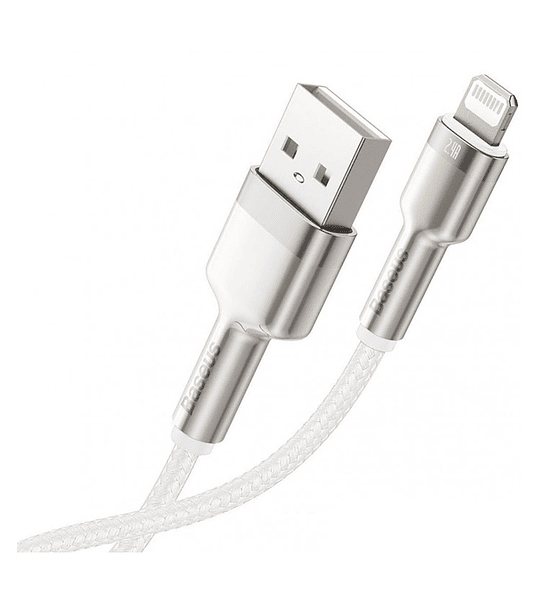 Cable de Datos de Metal USB a  IP 2.4A 1m Blanco CALJK-A02