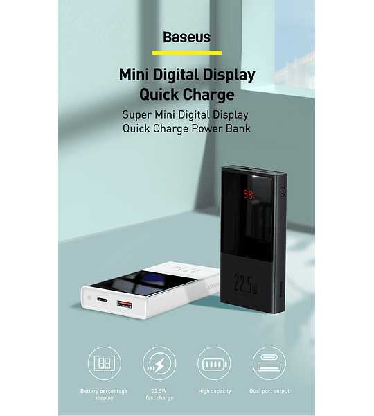 Baseus Super mini digital Display power bank 20000mAh 22.5W Black