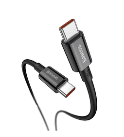 Cable USB-C 1Mt  Superior Carga 3.0 5A 100W Negro 